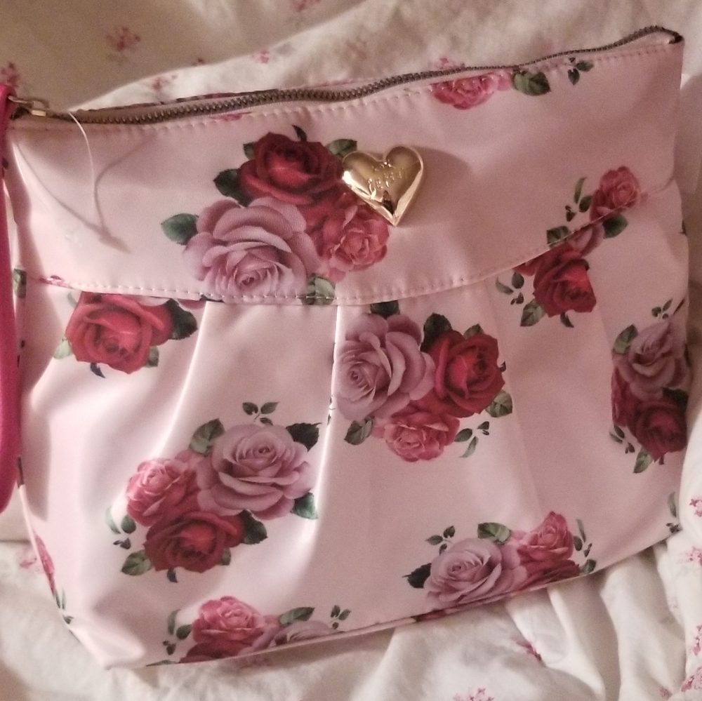 Betsey Johnson Oversized Rose Makeup Wristlet Case